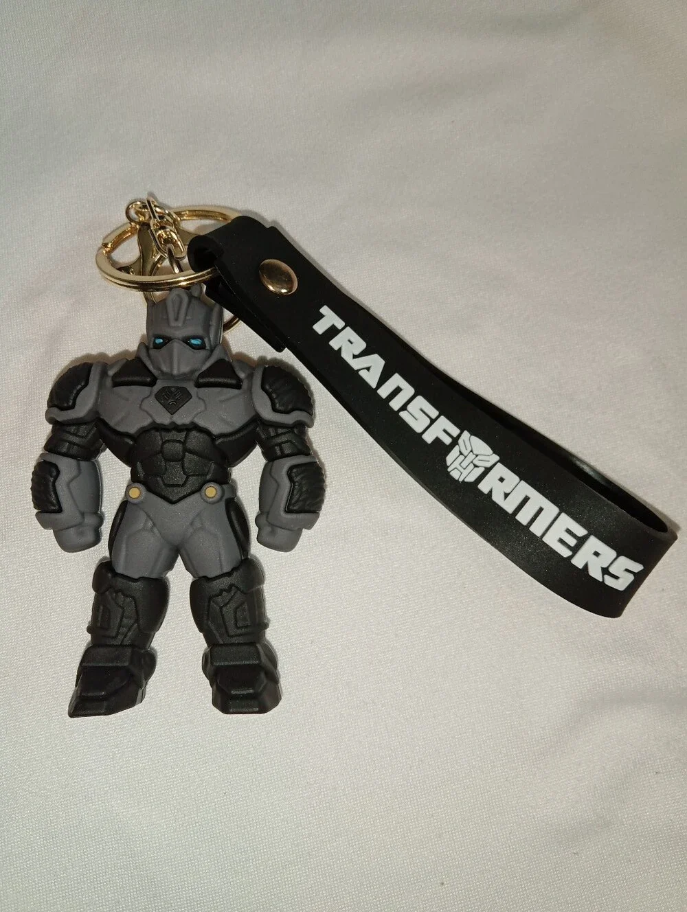 Transformers Gray And Black Robot Keychain with Black Logo Strap